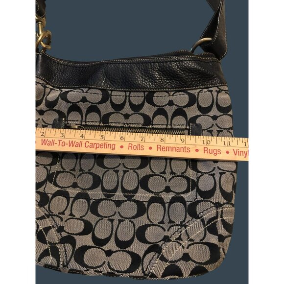 Coach Signature Hobo Bag Black & Gray Canvas Leather Adjustable Strap - Picture 8 of 9